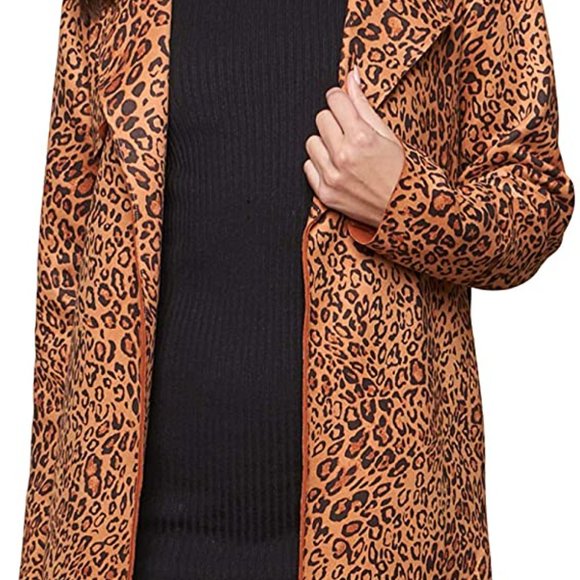 FIERCE DOLLZ LEOPARD PRINT TRENCH COAT - Picture 7 of 8